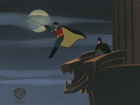 Batman The Animated Series Original Production Cel On Original Background: Batman and Robin For Sale