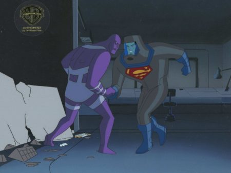 Superman the Animated Series Original Production Cel on Original Background: Superman and Parasite Online Hot Sale