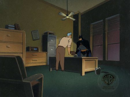 Batman The Animated Series Original Production Cel on Original Background: Batman and Commissioner Gordon Online Hot Sale