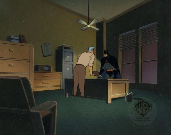 Batman The Animated Series Original Production Cel on Original Background: Batman and Commissioner Gordon Online Hot Sale