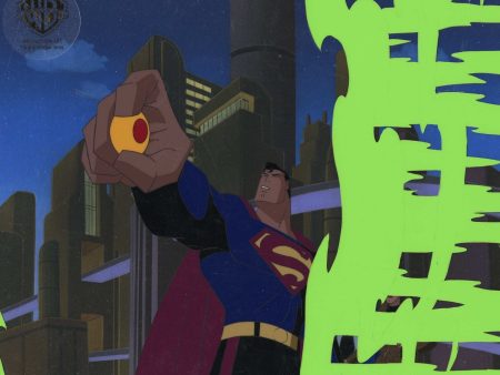 Superman the Animated Series Original Production Cel on Original Background: Superman Hot on Sale