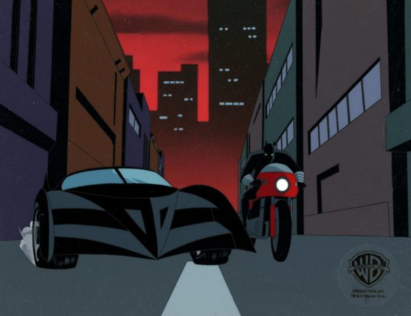 The New Batman Adventures Original Production Cel: Batmobile and Cultist Sale