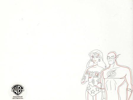 Justice League Original Production Drawing: Wonder Woman and The Flash Cheap