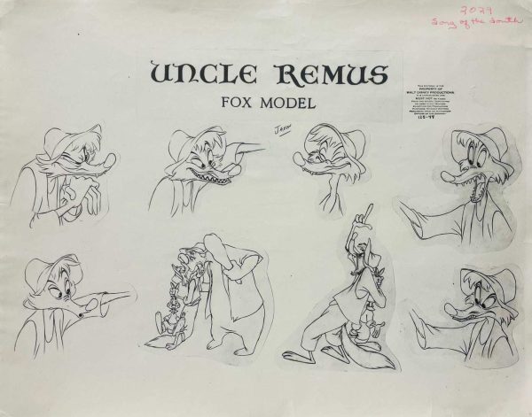 Song of the South Original Production Model Sheet: Uncle Remus Fox Model Online now