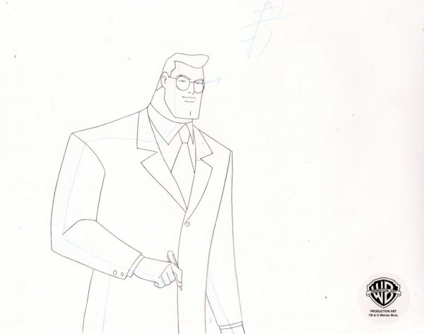 Superman the Animated Series Original Production Cel on Original Background With Matching Drawing: Clark Kent, Jimmy Olsen, and Volcana For Cheap