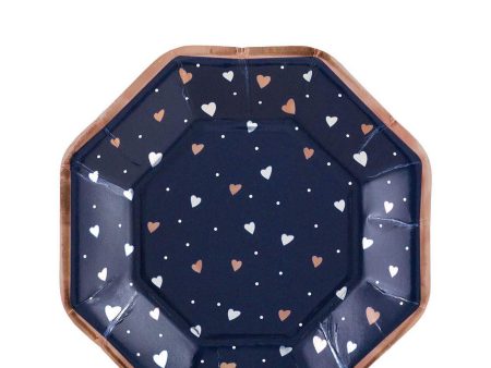 Navy Bride Octagon Paper Plates 7in, 8pcs Supply