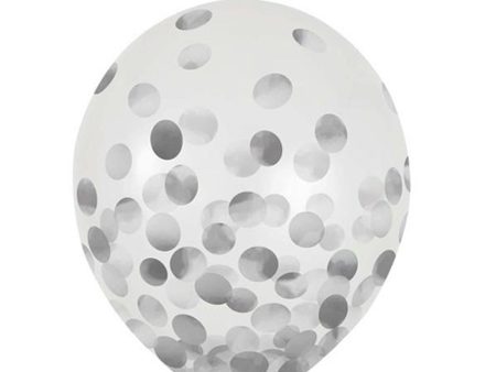 Clear Latex Balloons Silver Foil Confetti 12in, 6pcs Hot on Sale