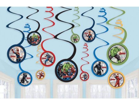 Marvel Avengers Powers Unite Paper Spiral Decorations 12pcs Online Sale