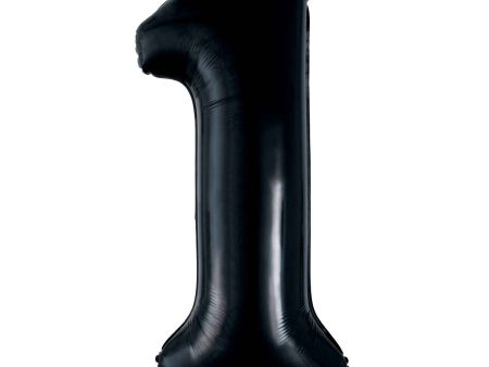 Black Number 1 Supershape Foil Balloon 33x86cm For Cheap