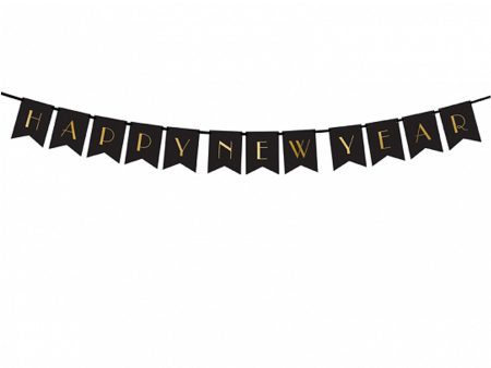 Happy New Year Black Banner 15x170cm on Sale