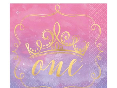 1st Birthday Princess Hot Stamped Lunch Napkin 16pcs Fashion