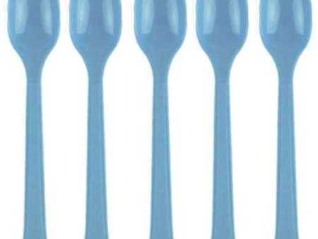 Powder Blue Heavy Weight Plastic Spoons 20pcs Cheap